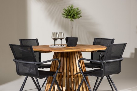 Lumpur & Alina rund matgrupp svart/natur Venture Home