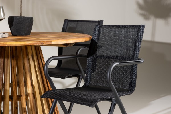 Lumpur & Alina rund matgrupp svart/natur Venture Home