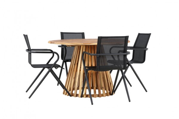 Lumpur & Alina rund matgrupp svart/natur Venture Home