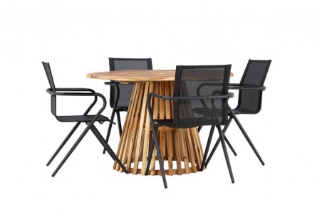 Lumpur & Alina rund matgrupp svart/natur Venture Home