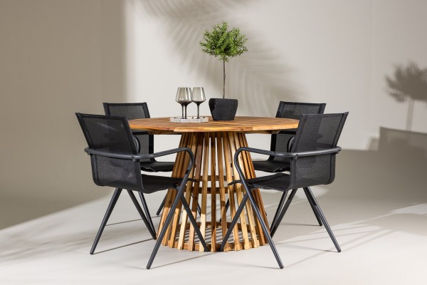 Lumpur & Alina rund matgrupp svart/natur Venture Home