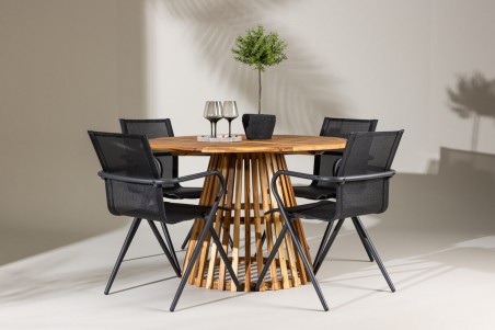 Lumpur & Alina rund matgrupp svart/natur Venture Home