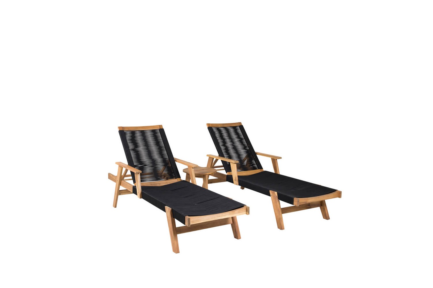 Little John & Chania solstol + sidobord natur/svart Venture Home
