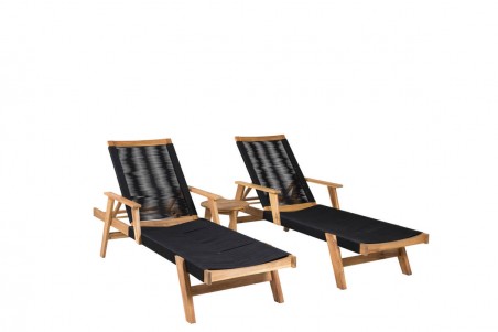 Little John & Chania solstol + sidobord natur/svart Venture Home