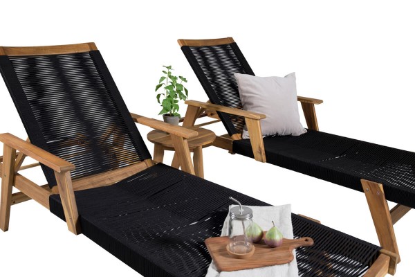 Little John & Chania solstol + sidobord natur/svart Venture Home