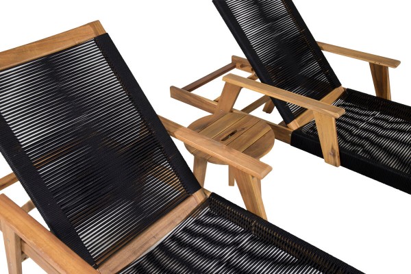 Little John & Chania solstol + sidobord natur/svart Venture Home