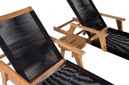 Little John & Chania solstol + sidobord natur/svart Venture Home