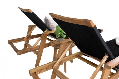 Little John & Chania solstol + sidobord natur/svart Venture Home
