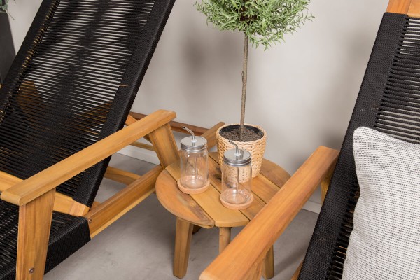 Little John & Chania solstol + sidobord natur/svart Venture Home