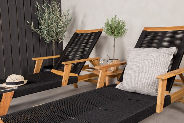Little John & Chania solstol + sidobord natur/svart Venture Home