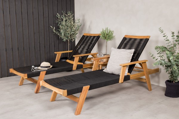 Little John & Chania solstol + sidobord natur/svart Venture Home