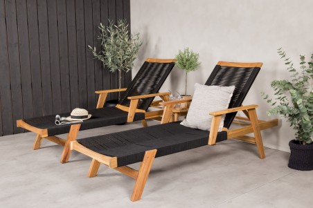 Little John & Chania solstol + sidobord natur/svart Venture Home