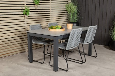 Lindos matstol 2-pack grå/svart Venture Home
