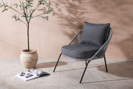 Lindos loungefåtölj grå/svart Venture Home