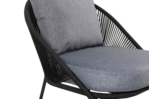 Lindos loungefåtölj svart/grå Venture Home