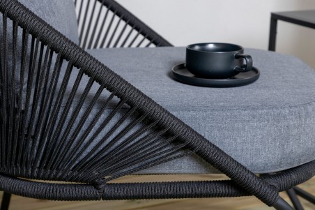 Lindos loungefåtölj svart/grå Venture Home