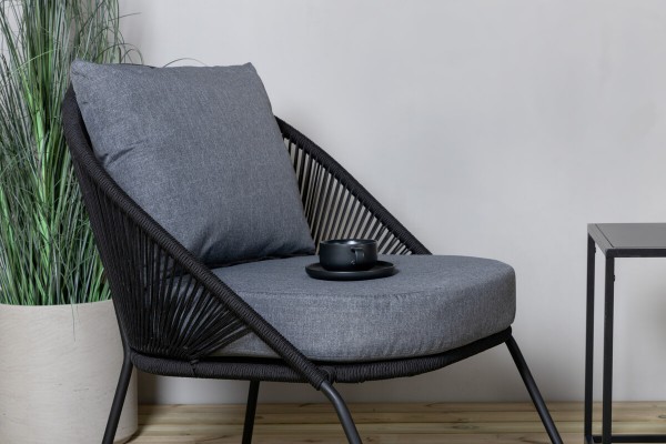 Lindos loungefåtölj svart/grå Venture Home