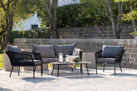 Lindos loungegrupp svart/grå Venture Home