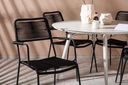 Lina & Lindos rund matgrupp svart/beige Venture Home