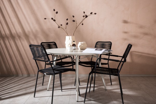 Lina & Lindos rund matgrupp svart/beige Venture Home