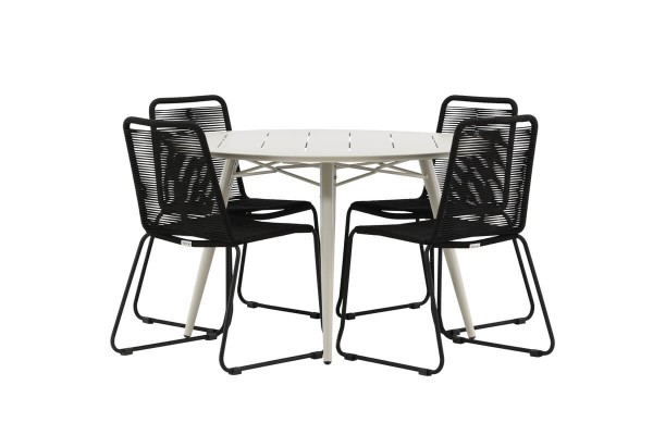 Lina & Lindos rund matgrupp beige/svart Venture Home