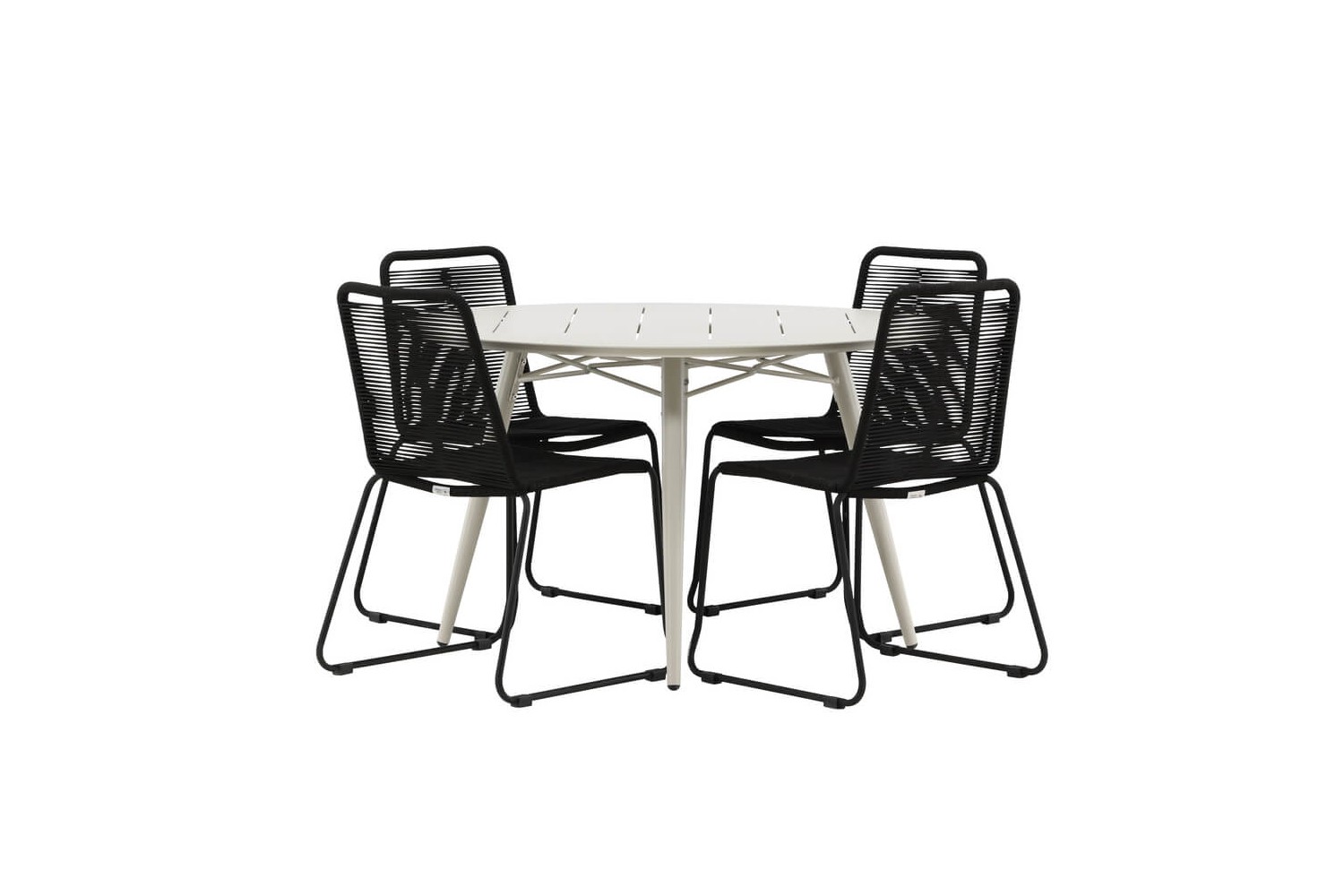 Lina & Lindos rund matgrupp beige/svart Venture Home