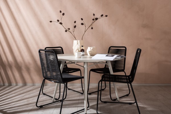 Lina & Lindos rund matgrupp beige/svart Venture Home