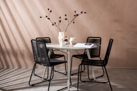 Lina & Lindos rund matgrupp beige/svart Venture Home