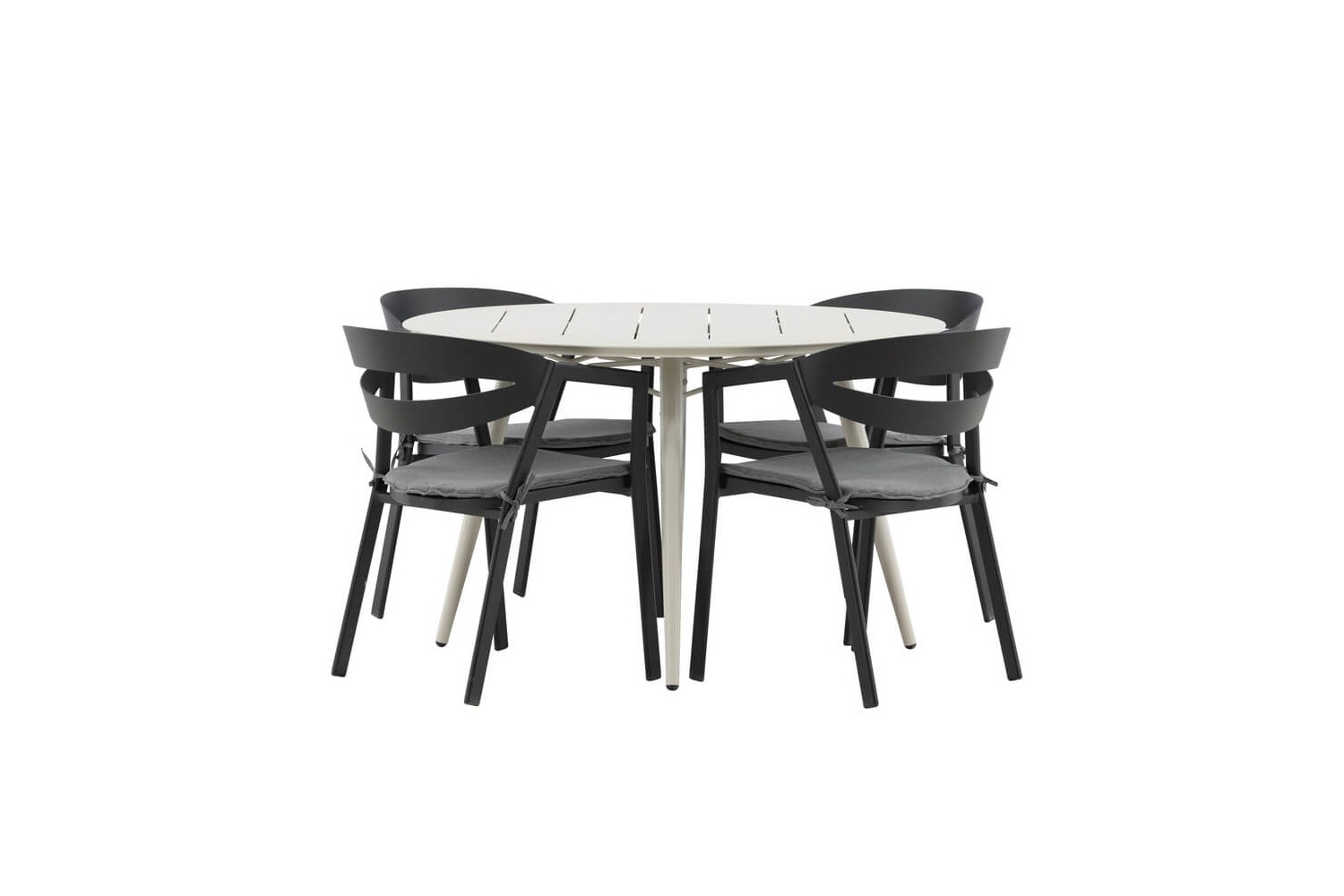 Lina & Slit rund matgrupp beige/svart Venture Home