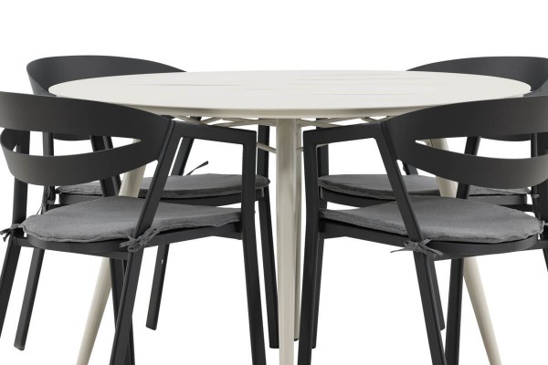 Lina & Slit rund matgrupp beige/svart Venture Home