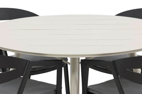 Lina & Slit rund matgrupp beige/svart Venture Home