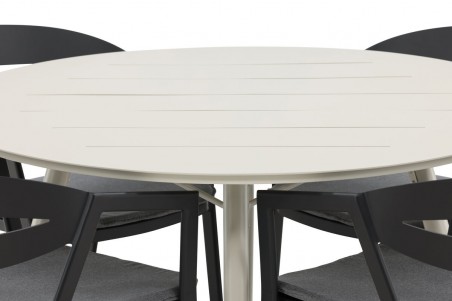 Lina & Slit rund matgrupp beige/svart Venture Home