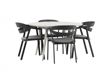 Lina & Slit rund matgrupp beige/svart Venture Home