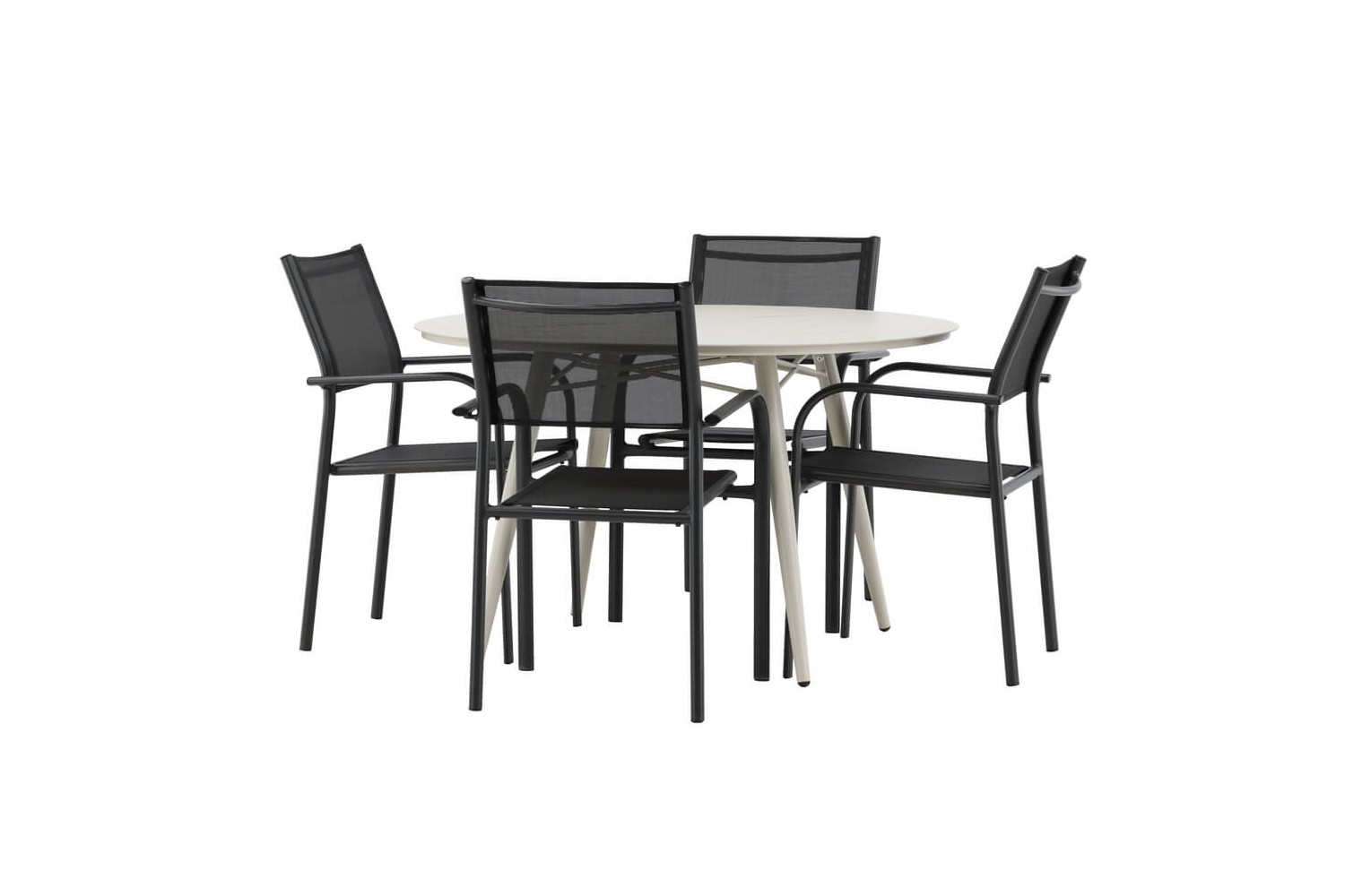 Lina & Santorini rund matgrupp beige/svart Venture Home Lina & Santorini rund matgrupp beige/svart Venture Home