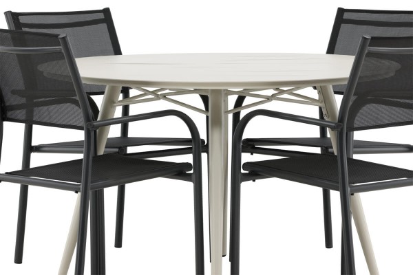 Lina & Santorini rund matgrupp beige/svart Venture Home