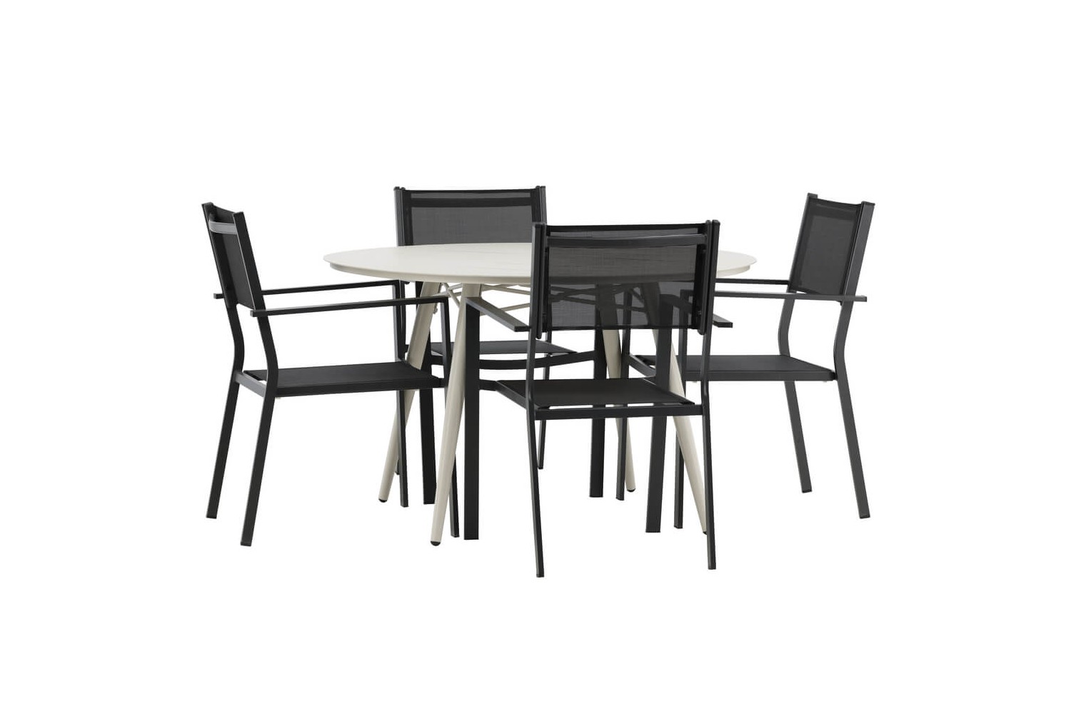 Lina & Copacabana rund matgrupp beige/svart Venture Home