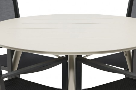 Lina & Copacabana rund matgrupp beige/svart Venture Home