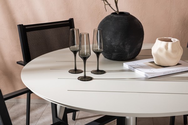 Lina & Copacabana rund matgrupp beige/svart Venture Home