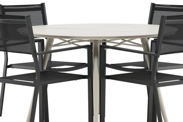 Lina & Copacabana rund matgrupp beige/svart Venture Home