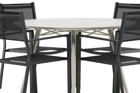 Lina & Copacabana rund matgrupp beige/svart Venture Home