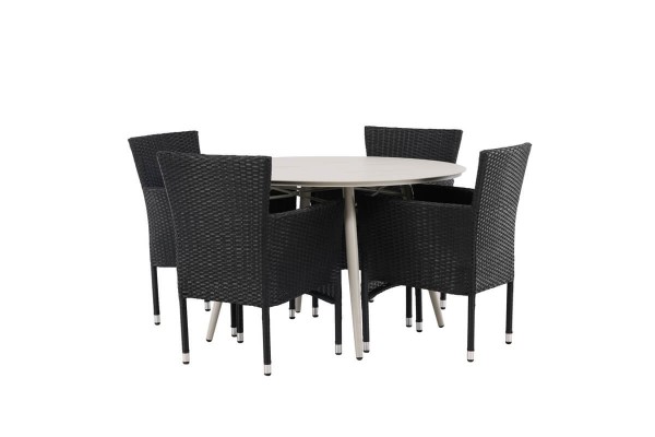 Lina & Malina rund matgrupp beige/svart Venture Home
