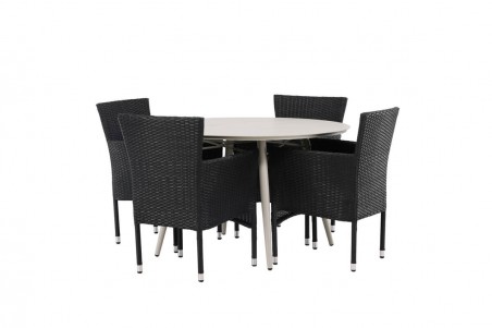 Lina & Malina rund matgrupp beige/svart Venture Home