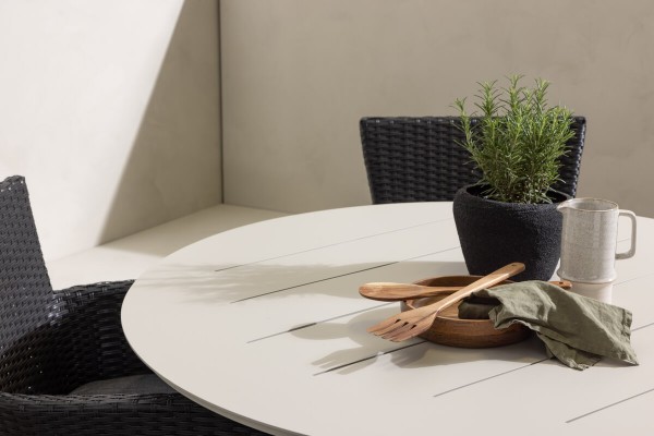 Lina & Malina rund matgrupp beige/svart Venture Home