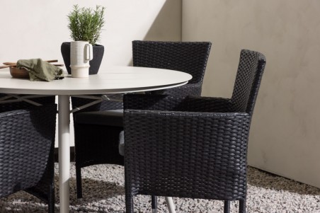 Lina & Malina rund matgrupp beige/svart Venture Home