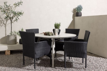Lina & Malina rund matgrupp beige/svart Venture Home