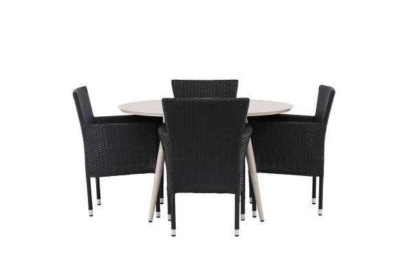 Lina & Malina rund matgrupp beige/svart Venture Home