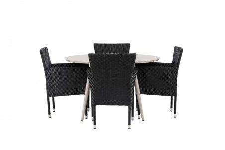 Lina & Malina rund matgrupp beige/svart Venture Home