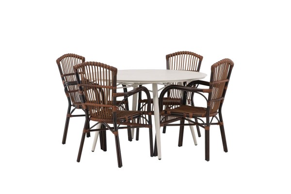Lina & Galera rund matgrupp beige/brun Venture Home