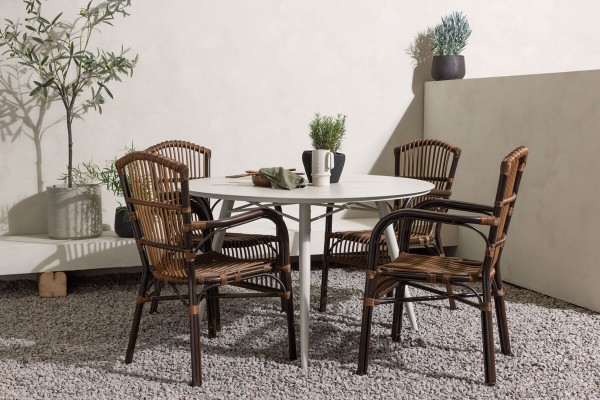 Lina & Galera rund matgrupp beige/brun Venture Home