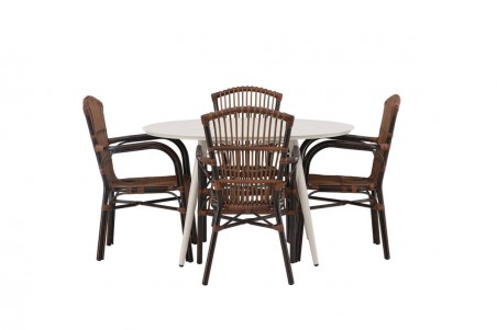 Lina & Galera rund matgrupp beige/brun Venture Home